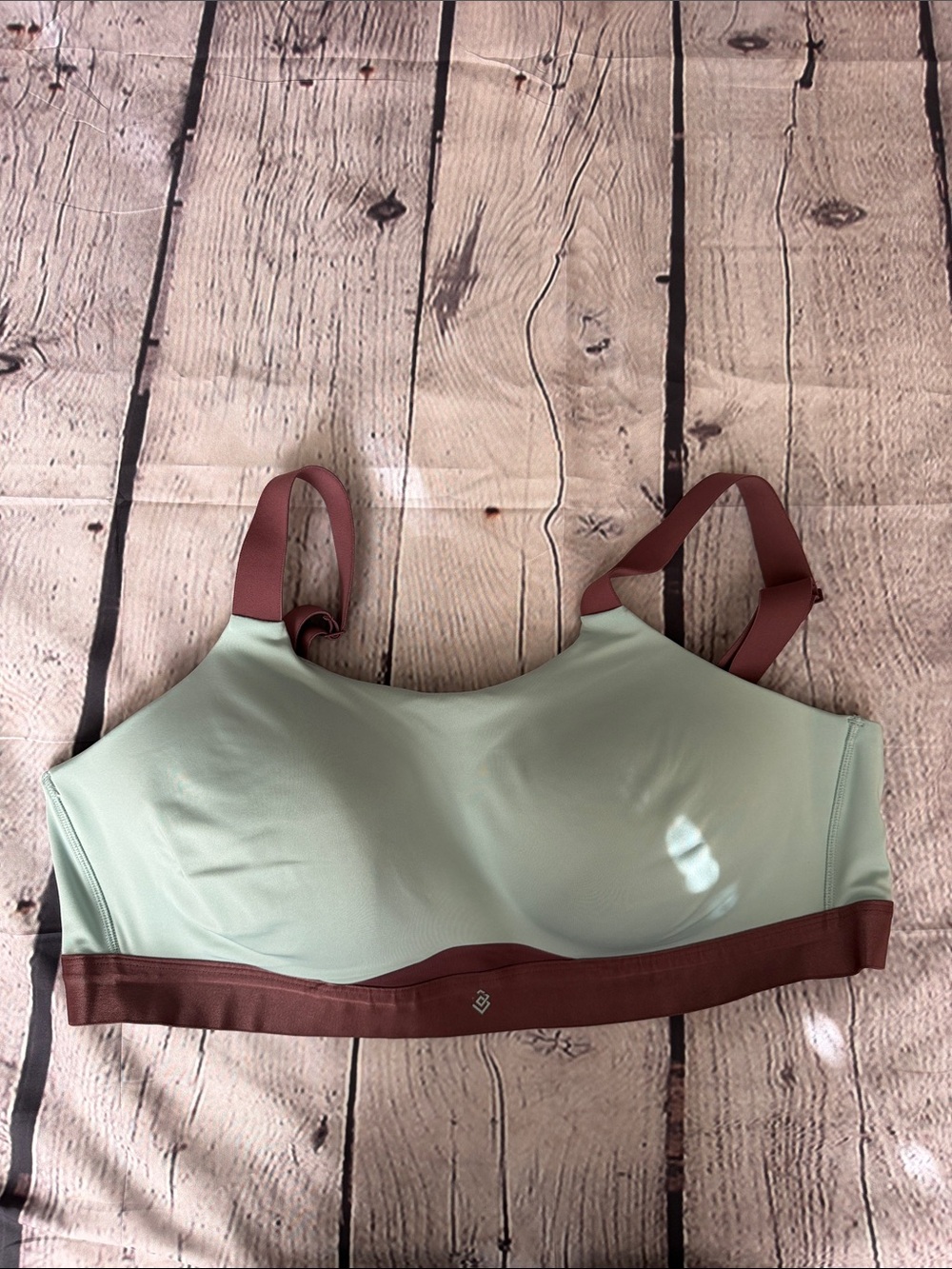 ThirdLove Mint Green Sports Bra with Brown Trim
